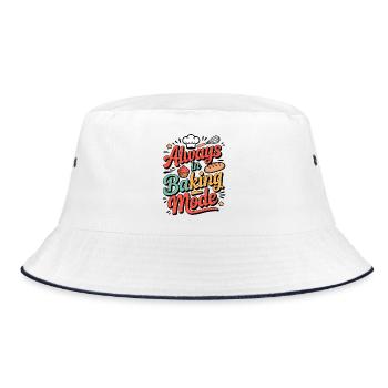 Always in baking mode – Backfreude Design - Bucket Hat - white/navy - Front