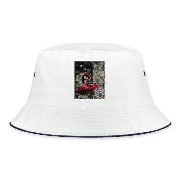 Mosaic Blossom Portrait in Semicircle Pattern - Bucket Hat - white/navy - Front