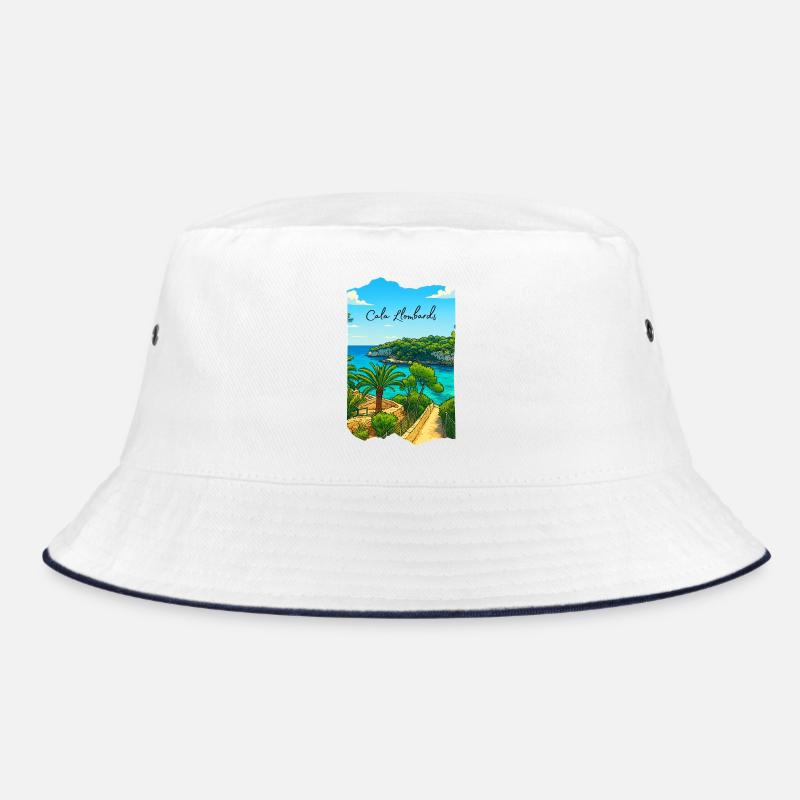 Cala Lombards - Majorca - Bucket Hat - white/navy
