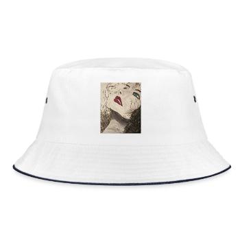 Expressionist Portrait with Blue Gaze - Bucket Hat - white/navy - Front
