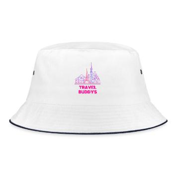 Travel Buddys Neon Skyline Urlaub Reisen  - Bucket Hat - Weiß/Navy - Vorne