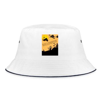 Halloween Silhouette by Moon - Bucket Hat - white/navy - Front