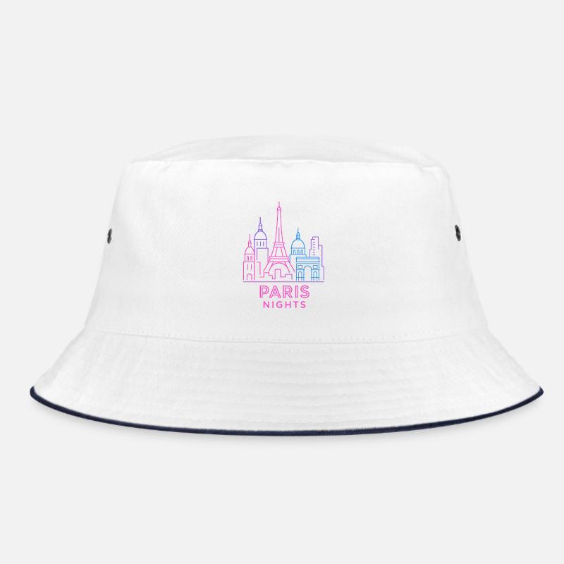Neon Paris Nächte Skyline Silhouette  Bucket Hat