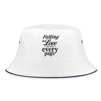 Falling in Love but with Every Page - Bucket Hat - white/navy - Front