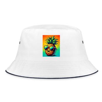 Ananas - Bucket Hat - Weiß/Navy - Vorne