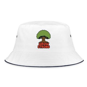 Grow Strong Tree Retro - Bucket Hat - white/navy - Front
