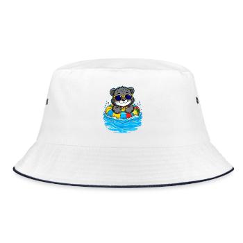Little kitten with colorful swimming ring - Bucket Hat - white/navy - Front