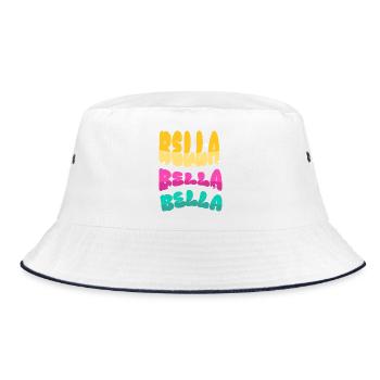 Bella Bella Dreifarbige Schrift - Bucket Hat - Weiß/Navy - Vorne