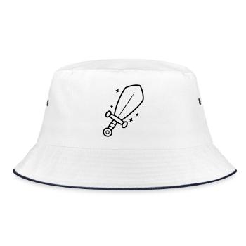Minimalistisches Schwert Ritter Fantasy Line Art - Bucket Hat - Weiß/Navy - Vorne