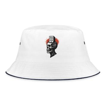 Gedanken aus Beton - Bucket Hat - Weiß/Navy - Vorne