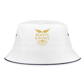 Roots & Wings - Freiheit und Herkunft - Bucket Hat - Weiß/Navy - Vorne