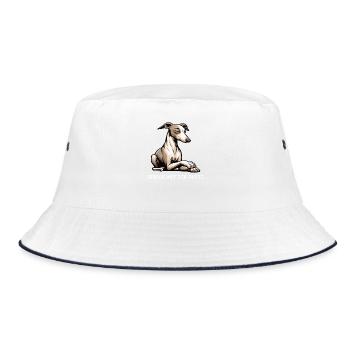 Talk to the paw Whippet Greyhound Whippets - Bucket Hat - white/navy - Front