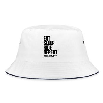Eat Sleep Ride Repeat_black Bicycle Motif - Bucket Hat - white/navy - Front