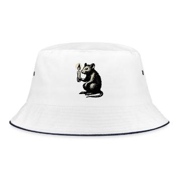 Maus Kerzenlicht - Bucket Hat - Weiß/Navy - Vorne