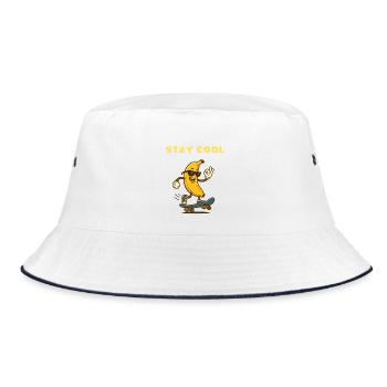 Bananen-Skateboarder Stay Cool - Bucket Hat - Weiß/Navy - Vorne