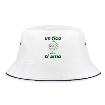 Feige Liebe Karikatur Grün - Bucket Hat - Weiß/Navy - Vorne