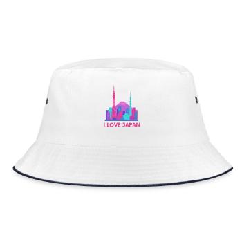 Ich liebe Japan Skyline - Bucket Hat - Weiß/Navy - Vorne