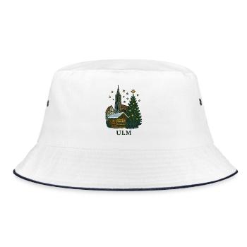 Ulm Minster with Christmas Market - Bucket Hat - white/navy - Front
