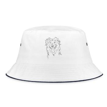 Lustige Australian Shepherd Aussie Skizze Strichkunst - Bucket Hat - Weiß/Navy - Vorne