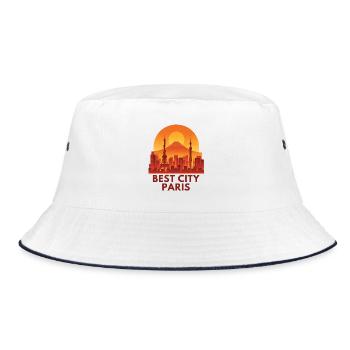 Beste Stadt Paris Silhouette - Bucket Hat - Weiß/Navy - Vorne