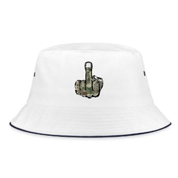 Middle Finger Stinky Finger Design Army - Bucket Hat - white/navy - Front