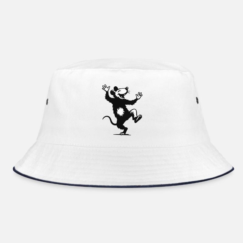 Fröhliche Tanzmaus - Bucket Hat - Weiß/Navy
