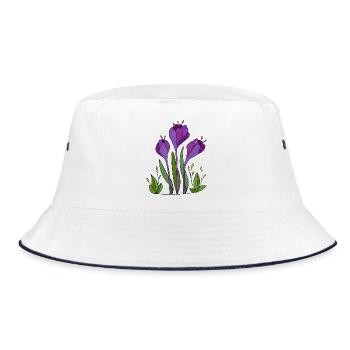 Blumen - Bucket Hat - white/navy - Front