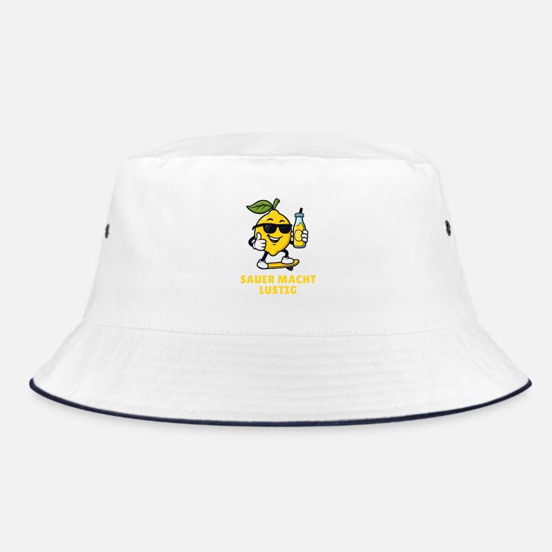 Sour Makes Funny Lemon Fruit Illustrations Bucket Hat