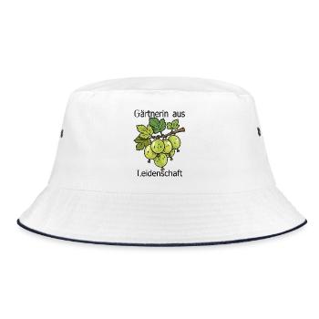 Grüne Stachelbeere Zweig Illustration - Bucket Hat - Weiß/Navy - Vorne