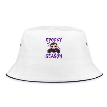 Vampire Halloween Dracula Bat - Bucket Hat - white/navy - Front