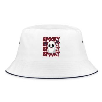 Halloween Spooky Ghost  - Bucket Hat - Weiß/Navy - Vorne