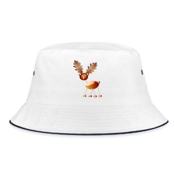 Lustiges Kastanien-Rentier – Bastelspaß & Kindheit - Bucket Hat - Weiß/Navy - Vorne