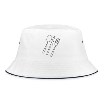 Cutlery Fork Spoon - Bucket Hat - white/navy - Front
