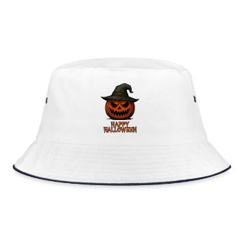 Happy Halloween - Bucket Hat - Weiß/Navy - Vorne