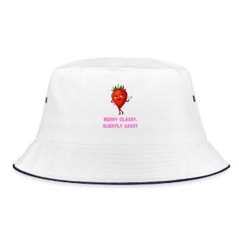 Strawberry in Heels Classy Elegant Caricature - Bucket Hat - white/navy - Front