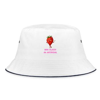 Erdbeere Diva Elegante Frucht karikatur  - Bucket Hat - Weiß/Navy - Vorne