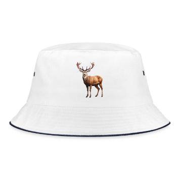 Hirsch - Bucket Hat - Weiß/Navy - Vorne