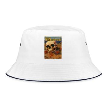 Inspired by Sins, Skull in the Desert - Bucket Hat - white/navy - Front