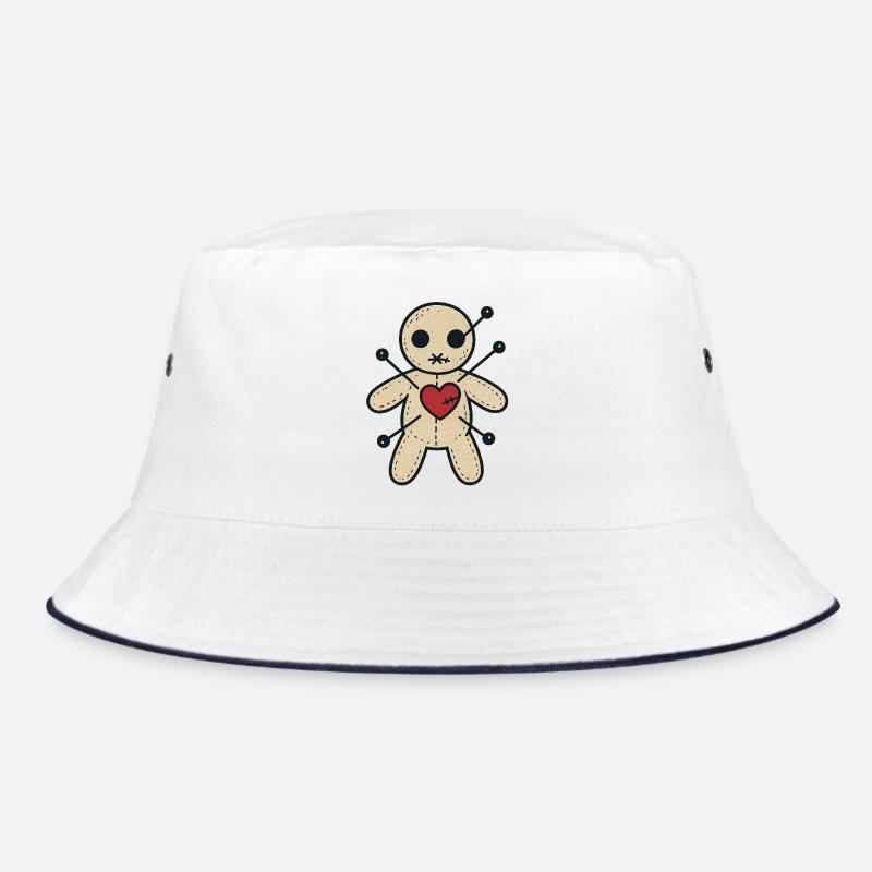 Voodoo Heart Stitch Doll - Bucket Hat - white/navy