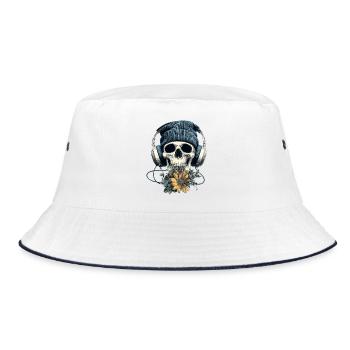 Crâne avec casque et fleurs - Bob - blanc/marine - Devant