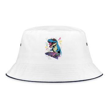 DJ Dinosaur - Bucket Hat - white/navy - Front