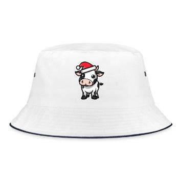 Kuh Weihnachten - Bucket Hat - Weiß/Navy - Vorne