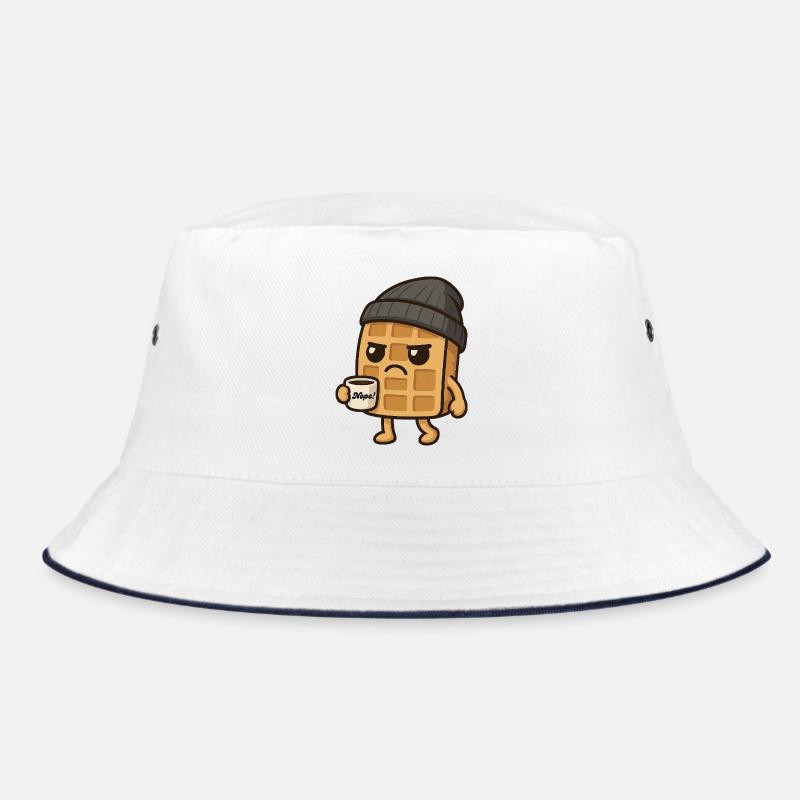 Grumpy Kawaii Waffel - Coffee Beanie Cartoon Bucket Hat
