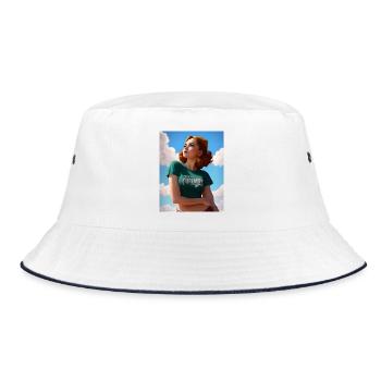 Retro lady under the sky - GBC - Bucket Hat - white/navy - Front