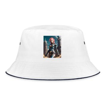 In einem Metallanzug – GBC Sci-Fi-Kriegerin - Bucket Hat - Weiß/Navy - Vorne