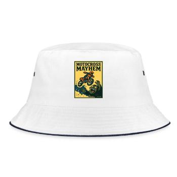 Motocross Mayhem Monster Abenteuer - Bucket Hat - Weiß/Navy - Vorne