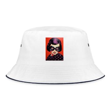 PopArt-Goggles Diva - Bucket Hat - Weiß/Navy - Vorne