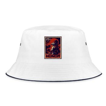 Red Samurai Stamp of Honor - Bucket Hat - white/navy - Front