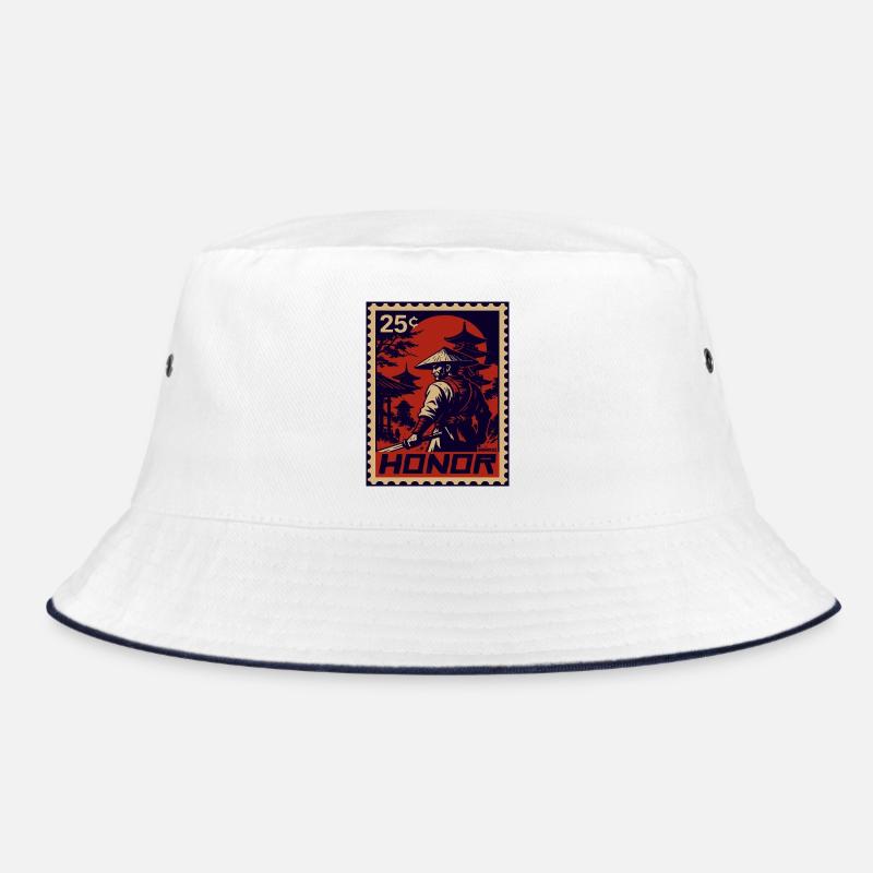 Roter Samurai Briefmarke der ehre Bucket Hat