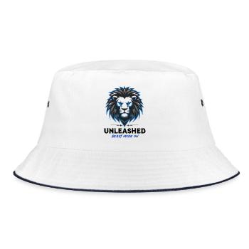 Blauer Neonlöwenwappen Entfesselt - Bucket Hat - Weiß/Navy - Vorne